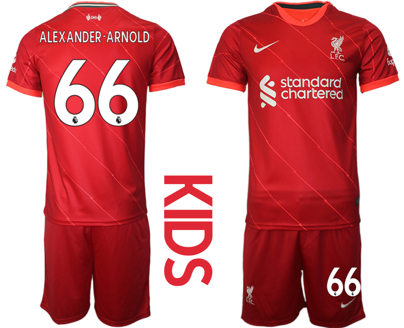 Youth 2021-2022 Club Liverpool home red #66 Soccer Jersey